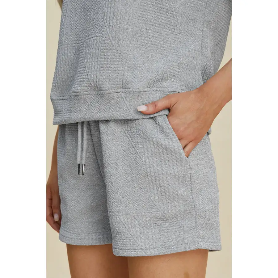 Double Take Texture Short Sleeve Top and Shorts Set