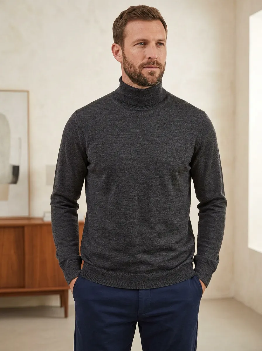 Men's Turtleneck Versatile Look Long Sleeve Shirt