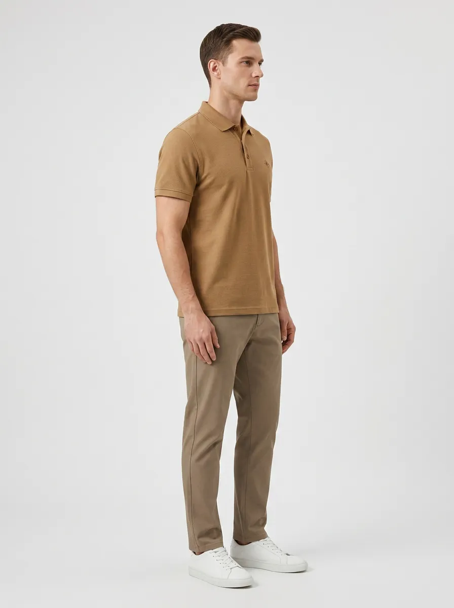 Compass-Detail Outdoor-Inspired Men's Polo Shirt