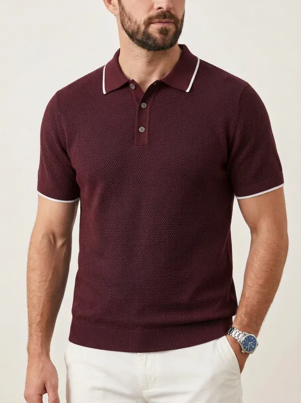 Men's Classic Weekend Textured Knit Polo Shirt