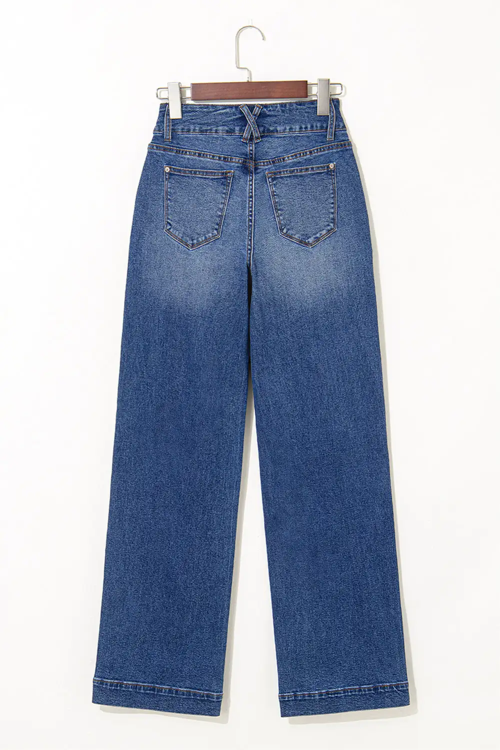 Pocketed Straight Leg Button Denim Jeans