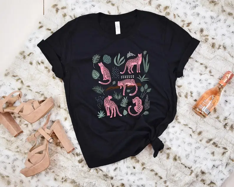 Pink Leopard Shirt Womens Animal Lover T-Shirt