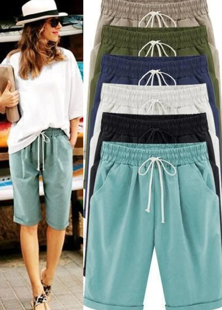 PLUS SIZE POCKETS CASUAL SHORTS