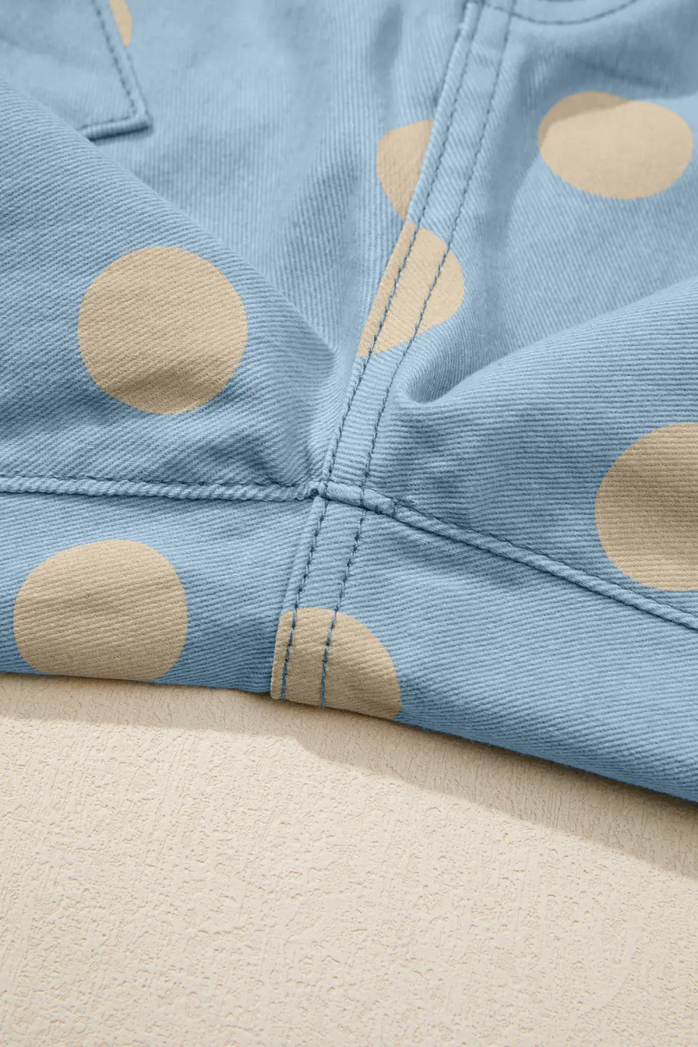 Polka Dot Relaxed Fit Pocketed Bow Detail Casual Jeans
