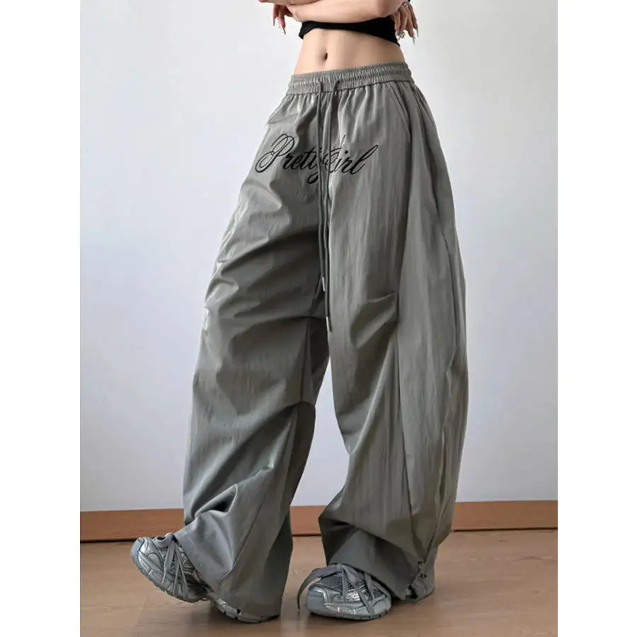 Drawstring Oversized Wide Leg Casual Pants