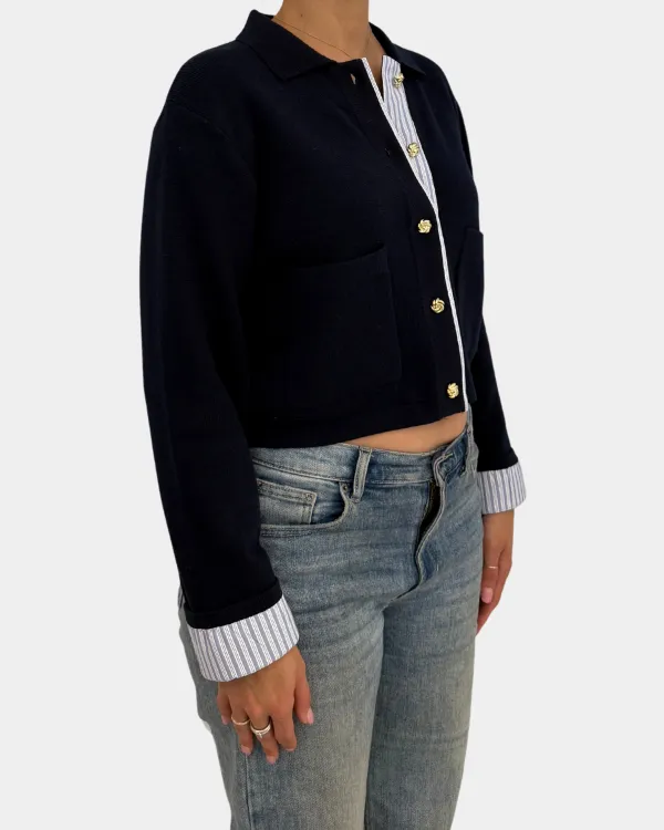 Contrast Color Cardigan