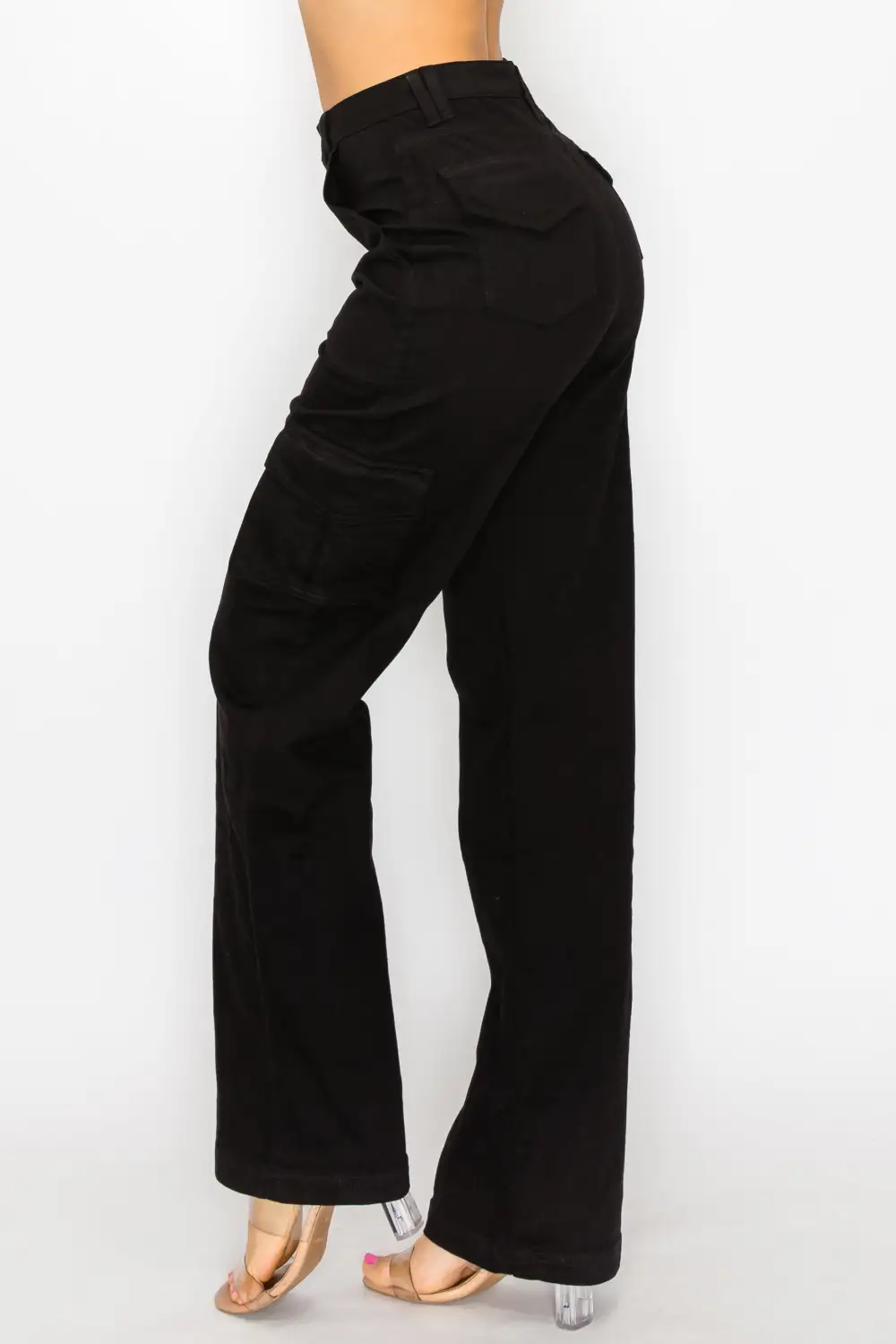 High-Rise Wide-Leg Cargo Jeans