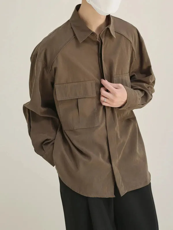 Drop Shoulder Flap Pocket Shirt