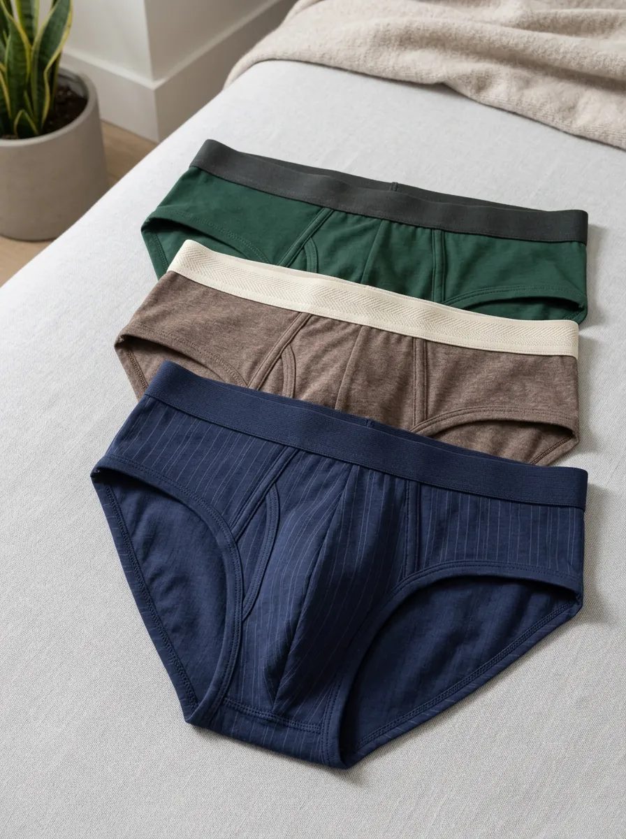 Men's Multi-Color Solid and Striped Pattern 3-Pack Briefs
