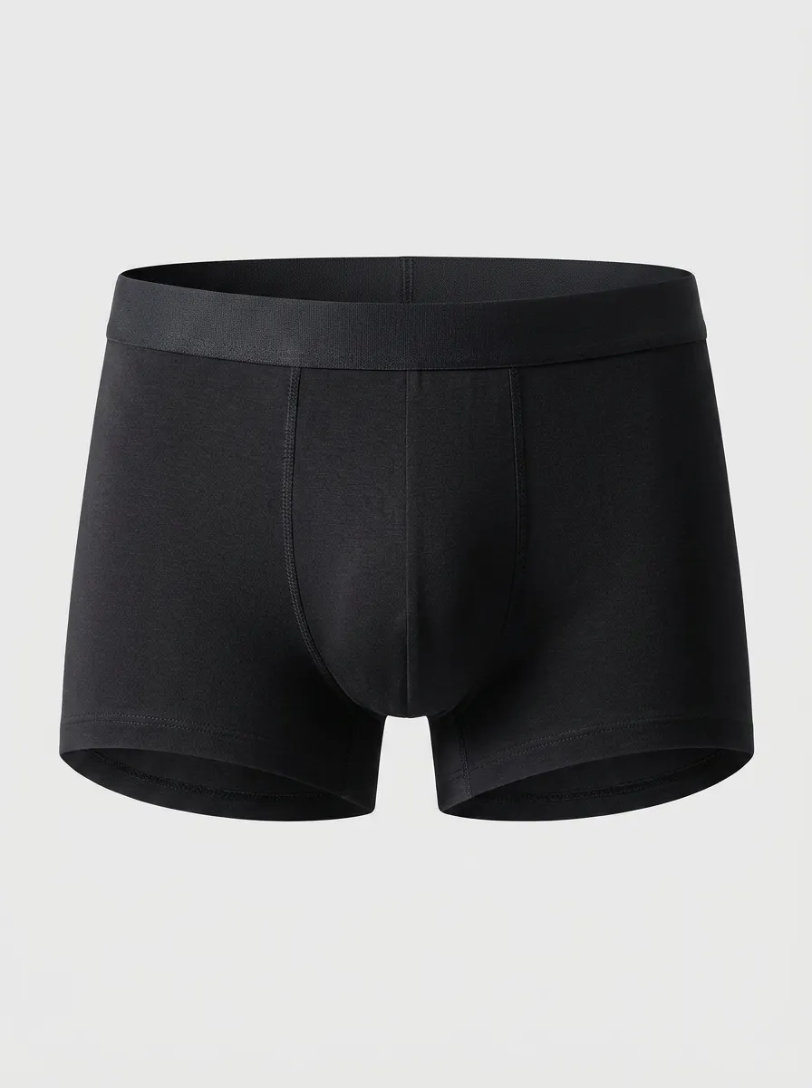 Men's Solid Black Minimalist Printed Boxer Briefs