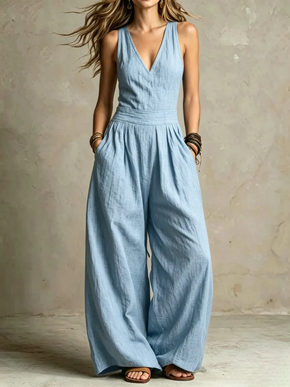 Casual Button Front Jumpsuit