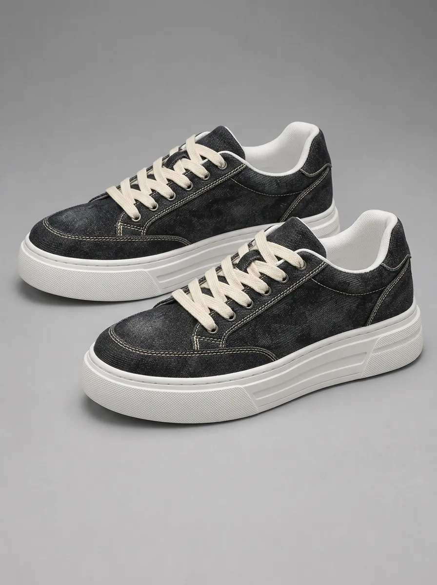 Men's Casual Denim Washed Skate Shoes