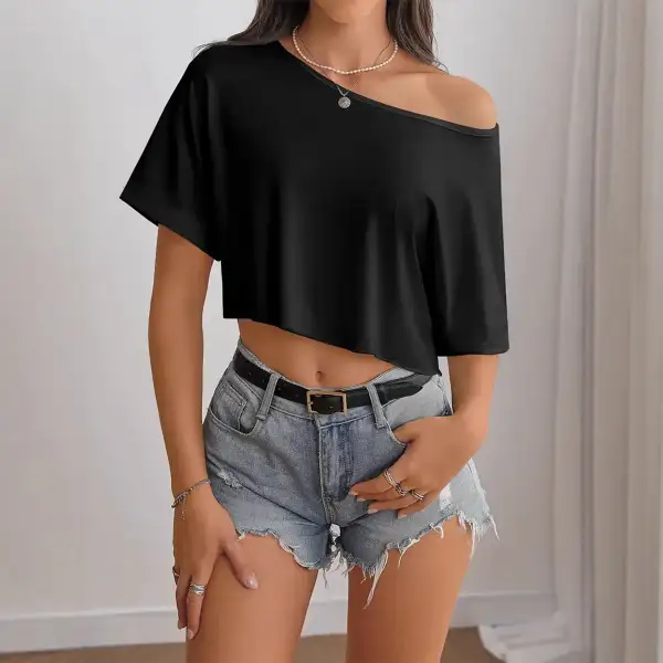 Off Shoulder Neckline Tee Top