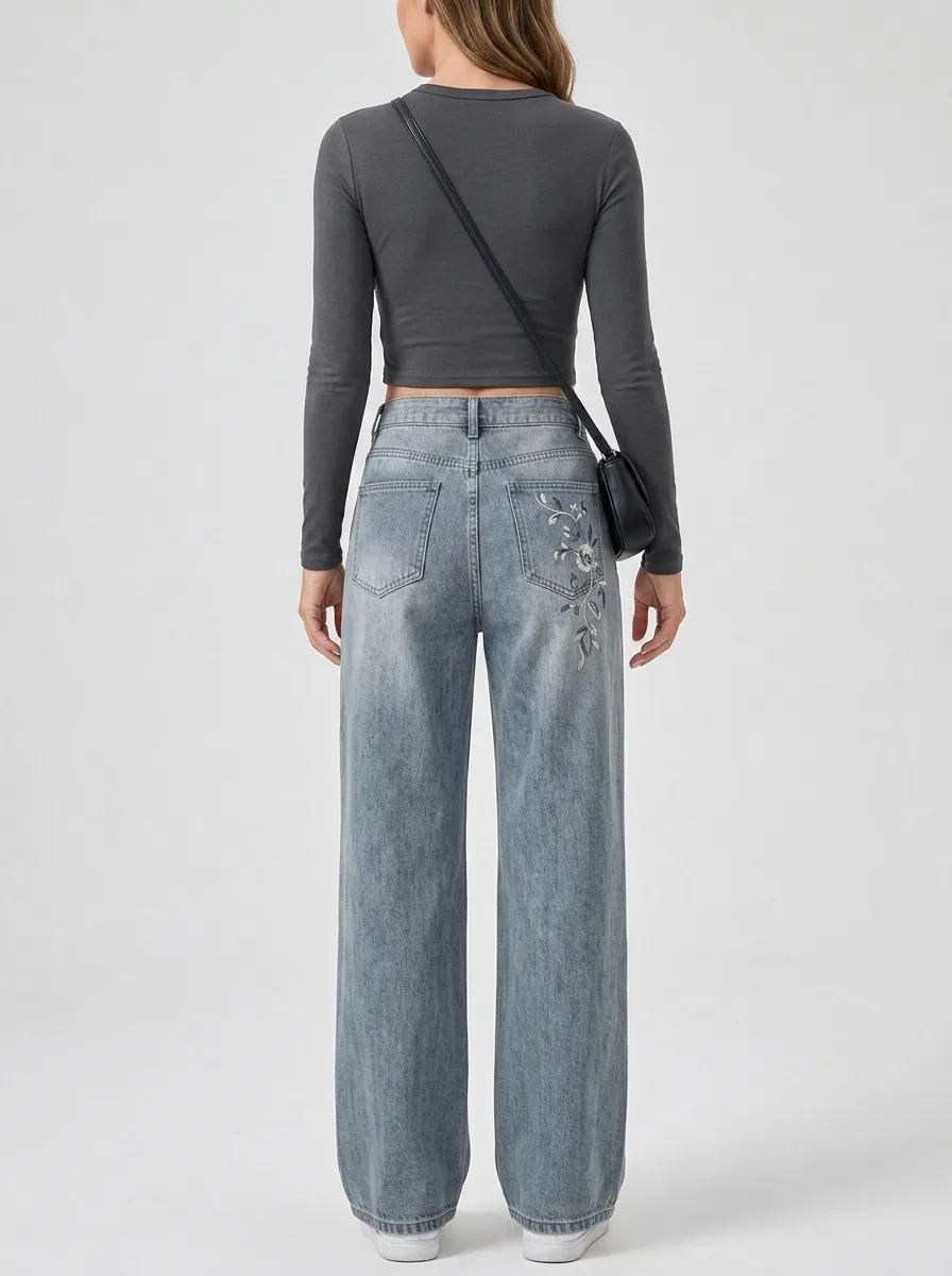 Women's Wide Leg Casual Denim Jeans