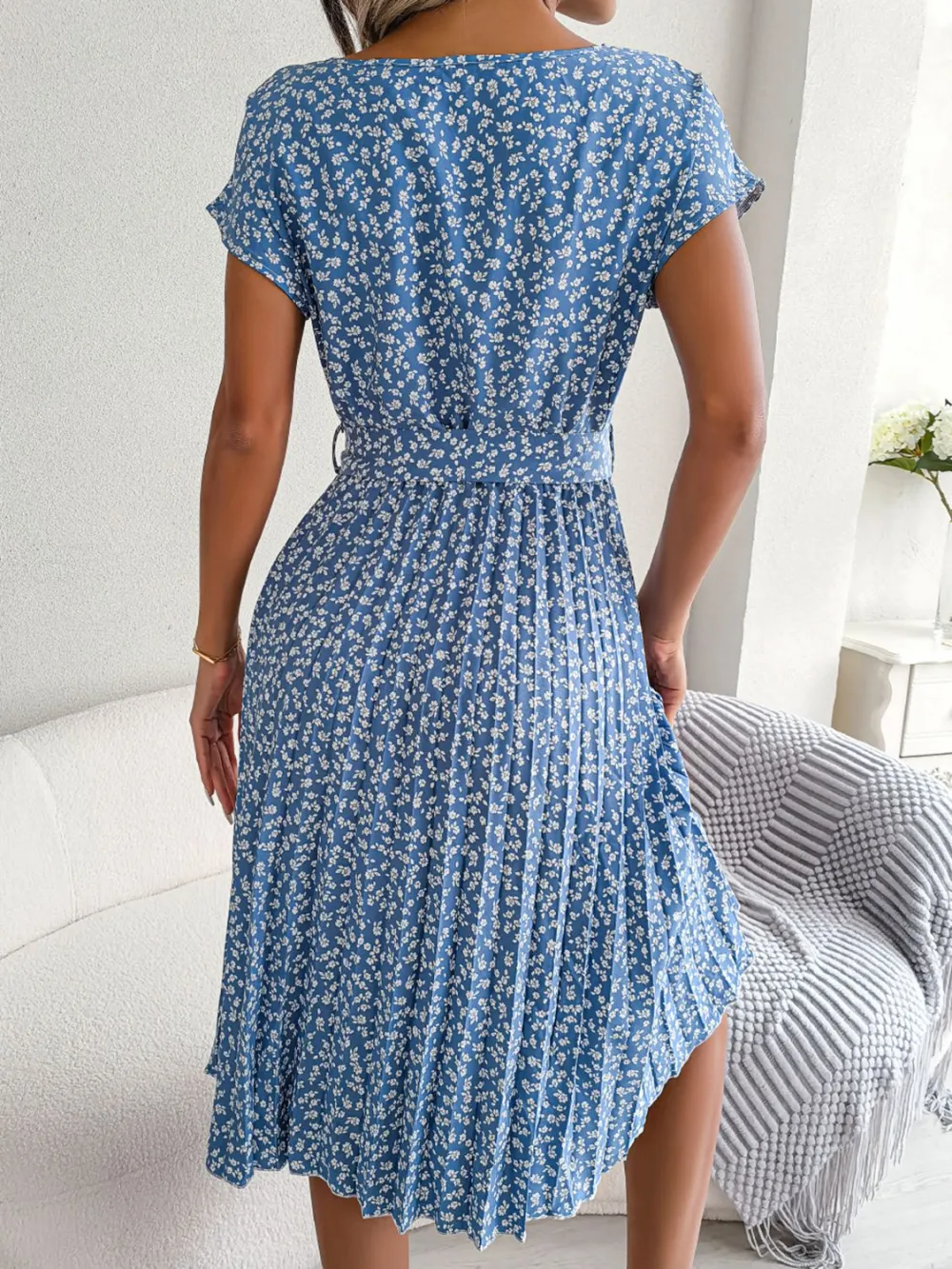 Soft Pleated Floral Dress