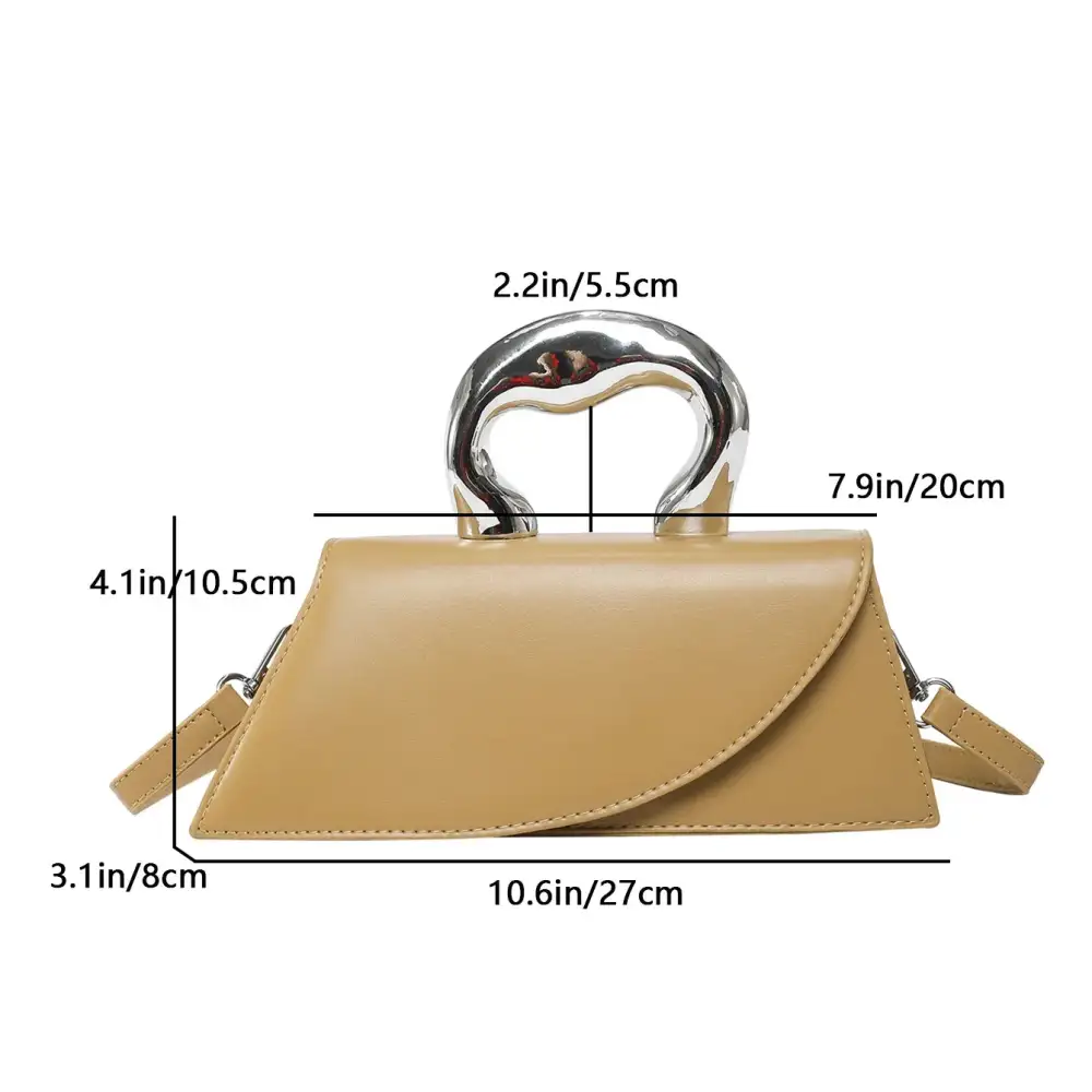 Chic Asymmetric Beige Shoulder Bag With Silver Handle