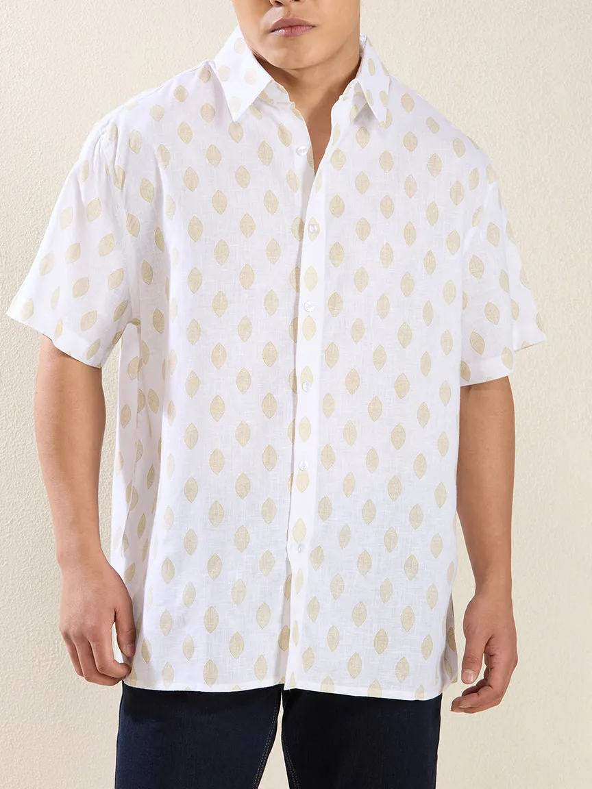 Weekend Printed Pure Linen Linen Men's Formal Shirt