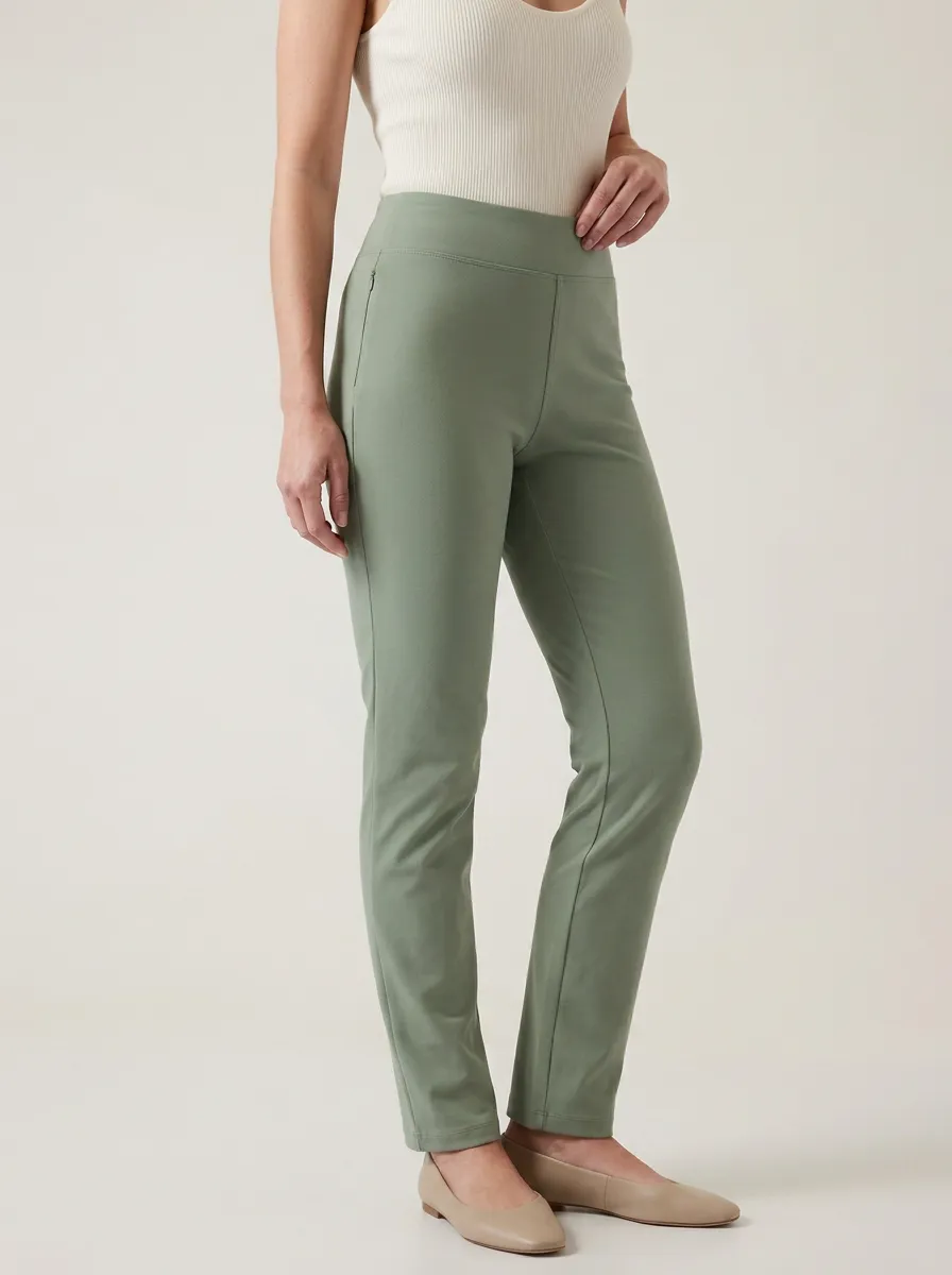 Minimal Mid-Rise Stretch Pants