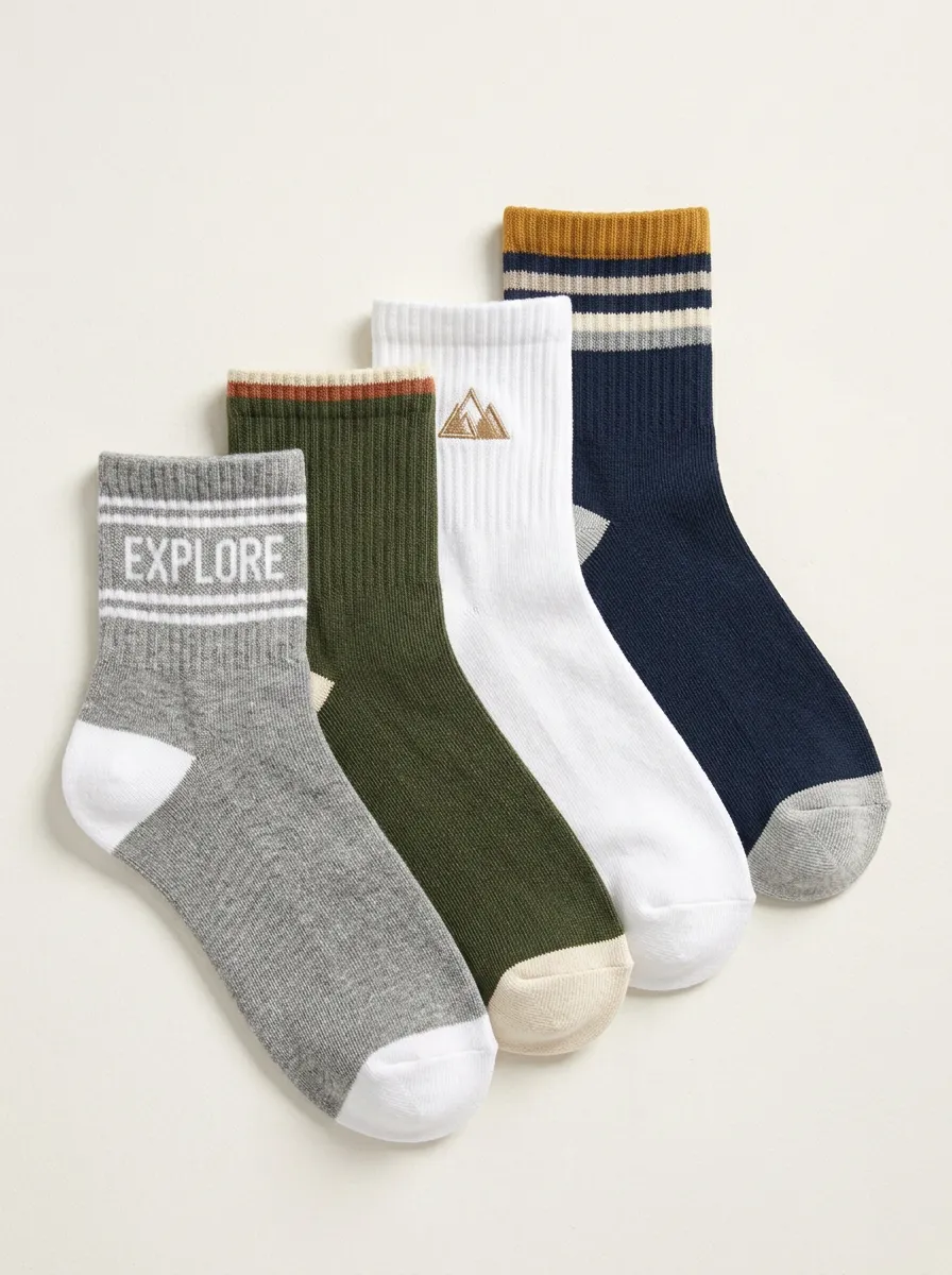 Mountain Outdoor Adventure Men's Four-Pair Long Socks
