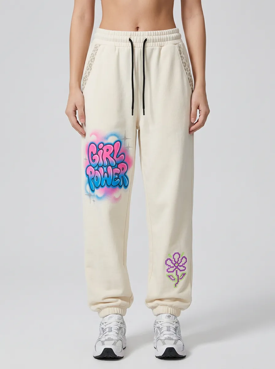 Unisex Streetwear Graffiti Floral Pixel Sweatpants