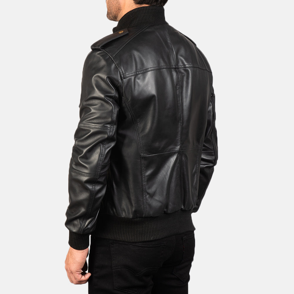 Men's Structured Bomber Leather Jacket