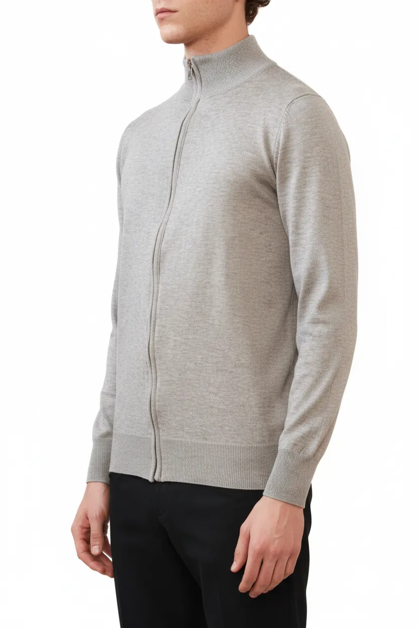 Refined Regular Fit Full Zip Viscose Knit Vest