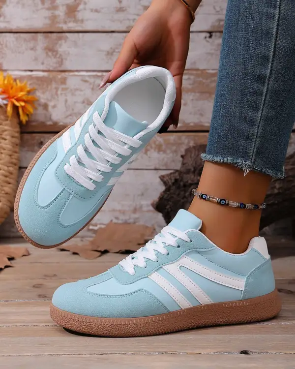 Striped Patchwork Casual Sneakers