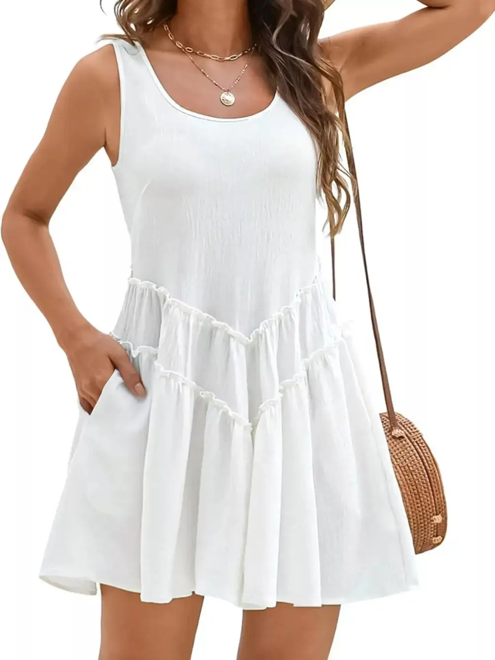 Casual Everyday Round Neck Sleeveless Mini Dress