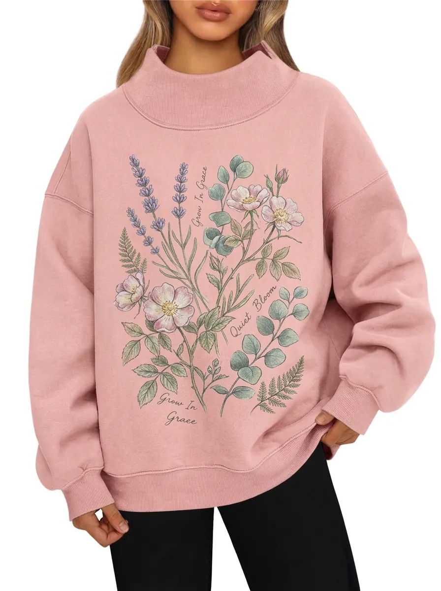 Women's Botanical Floral Grow In Grace Graphic Sweatshirt