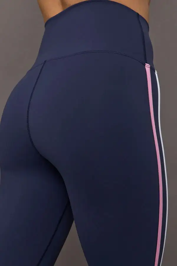 Navy Colorblock Stripe Leggings