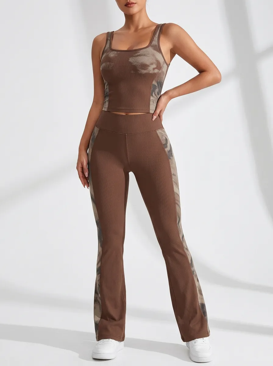 Tie Dye Ribbed Flare Active Set