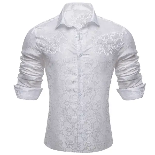 Refined Paisley Long Sleeve Silk Casual Shirt