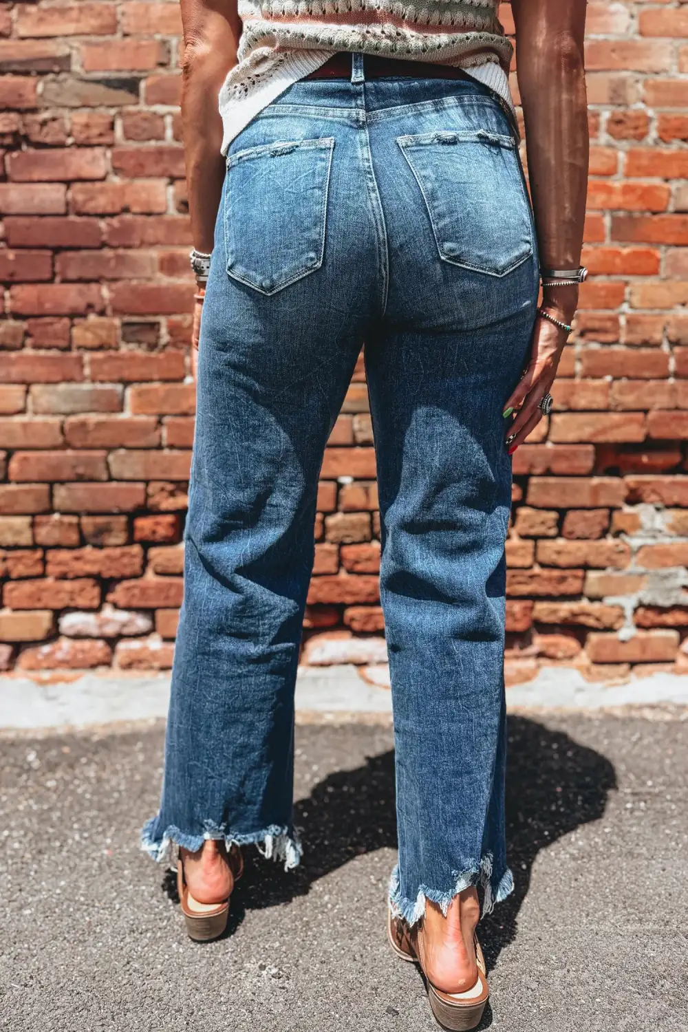 Women's High Waist Frayed Hem Flare Jeans
