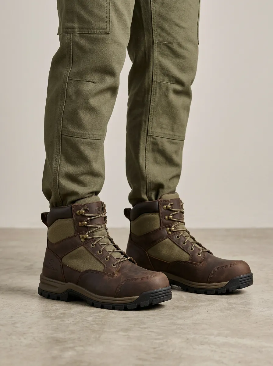 Men's Construction Inspired Waterproof Tactical Graphic Detail Work Boots