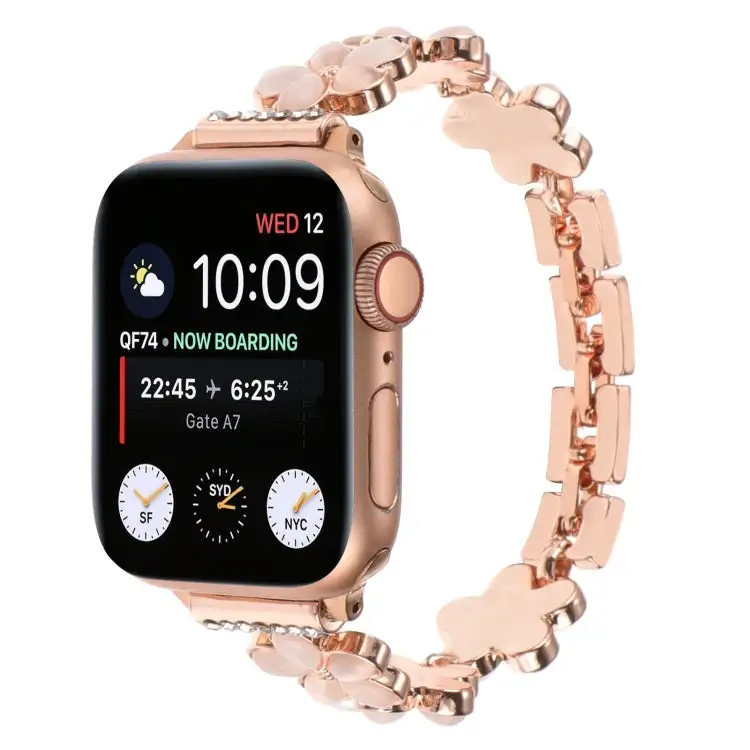 Refined Floral-Link Zinc Alloy Smartwatch Strap