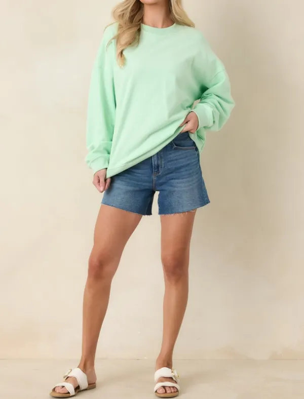 Mint Green Graphic Crewneck Sweatshirt