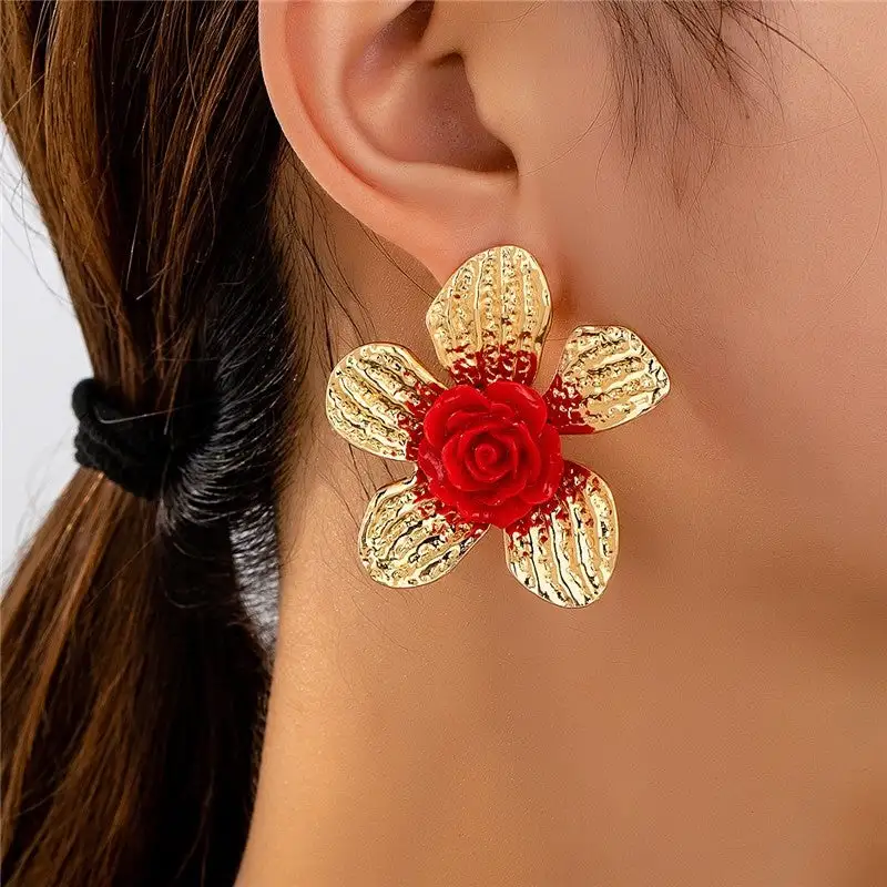 Floral Resin Statement Earrings