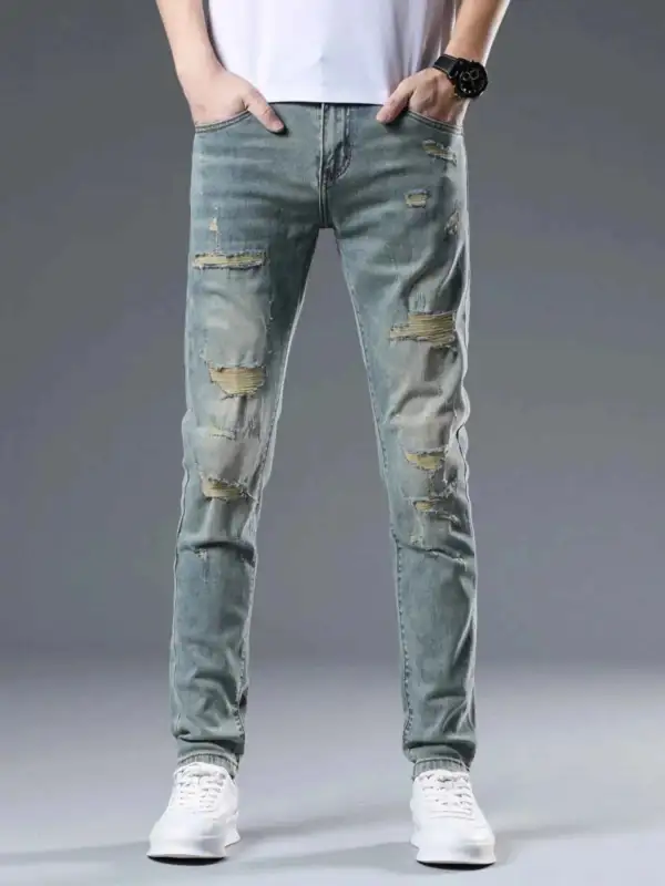 Soft Touch Distressed Slim Fit Jeans