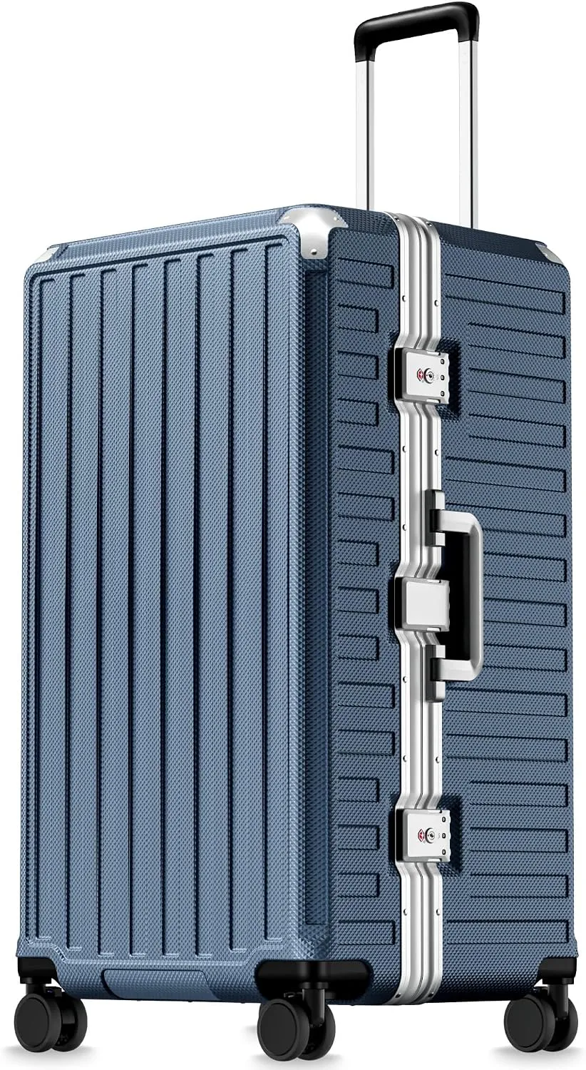 LUGGEX 28 Inch Zipperless Checked Luggage, Charcoal Metallic