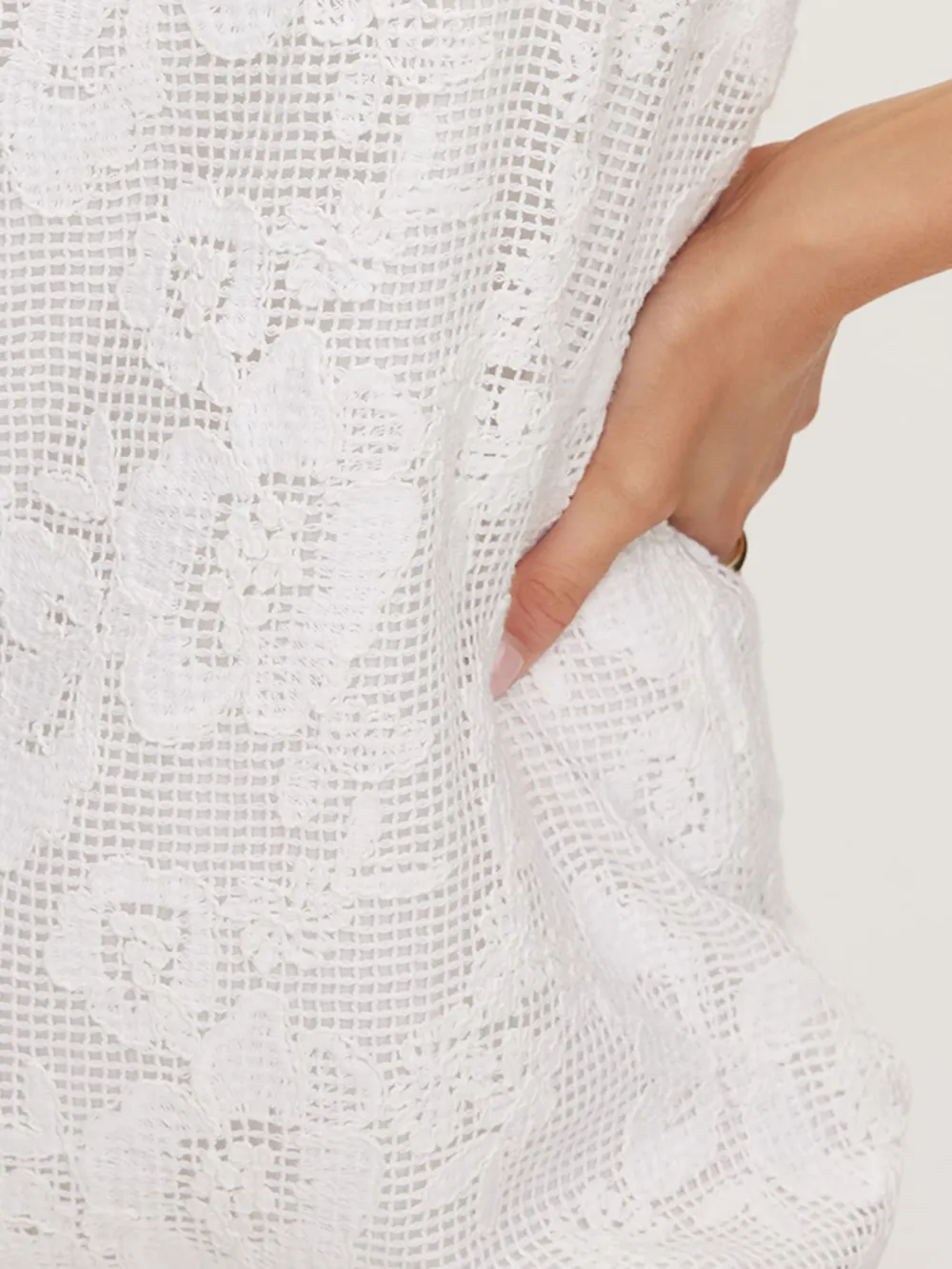 Elegant Style Slight Stretch Cutwork Dress