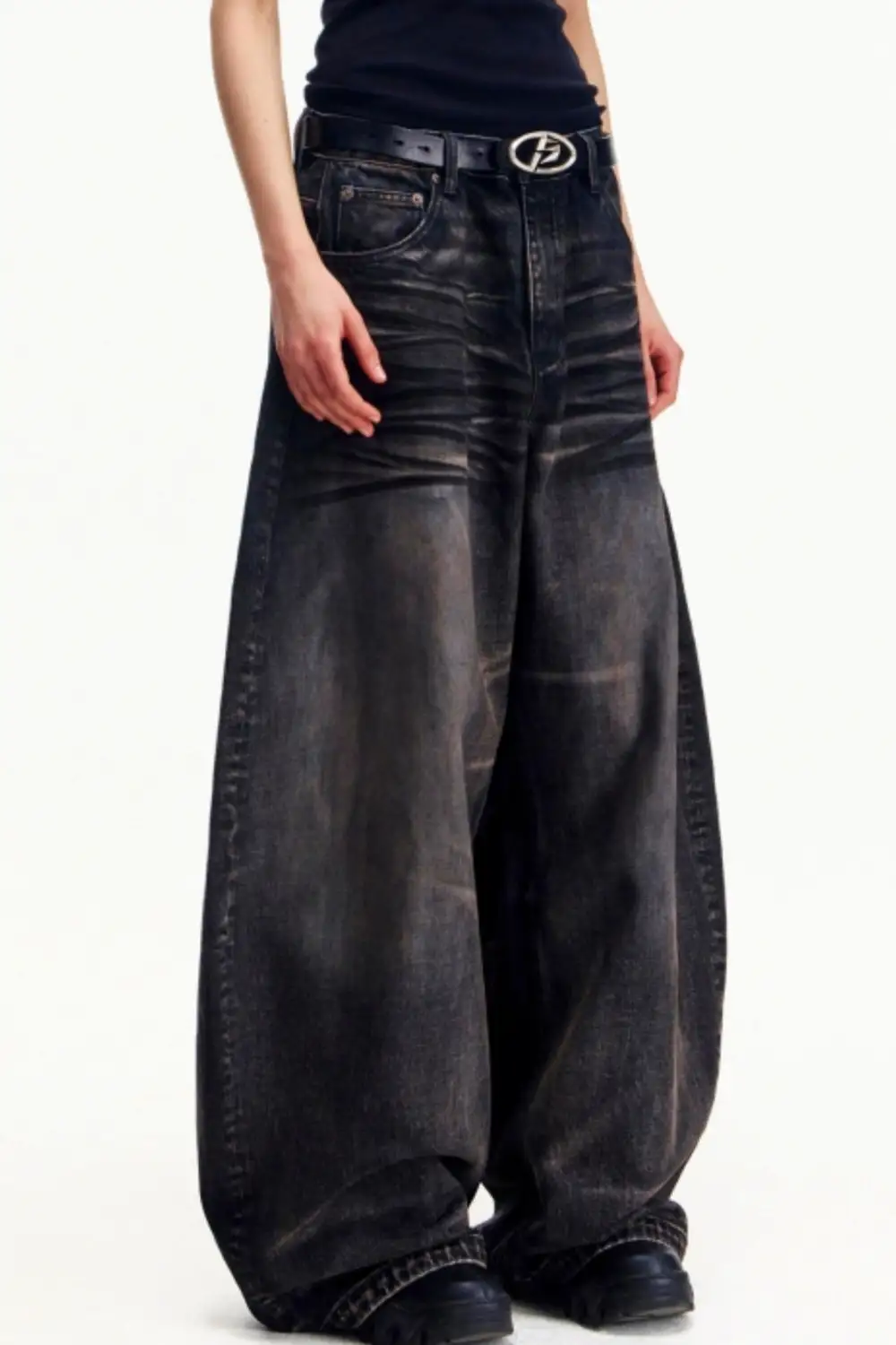 Vintage-Wash Distressed Jeans