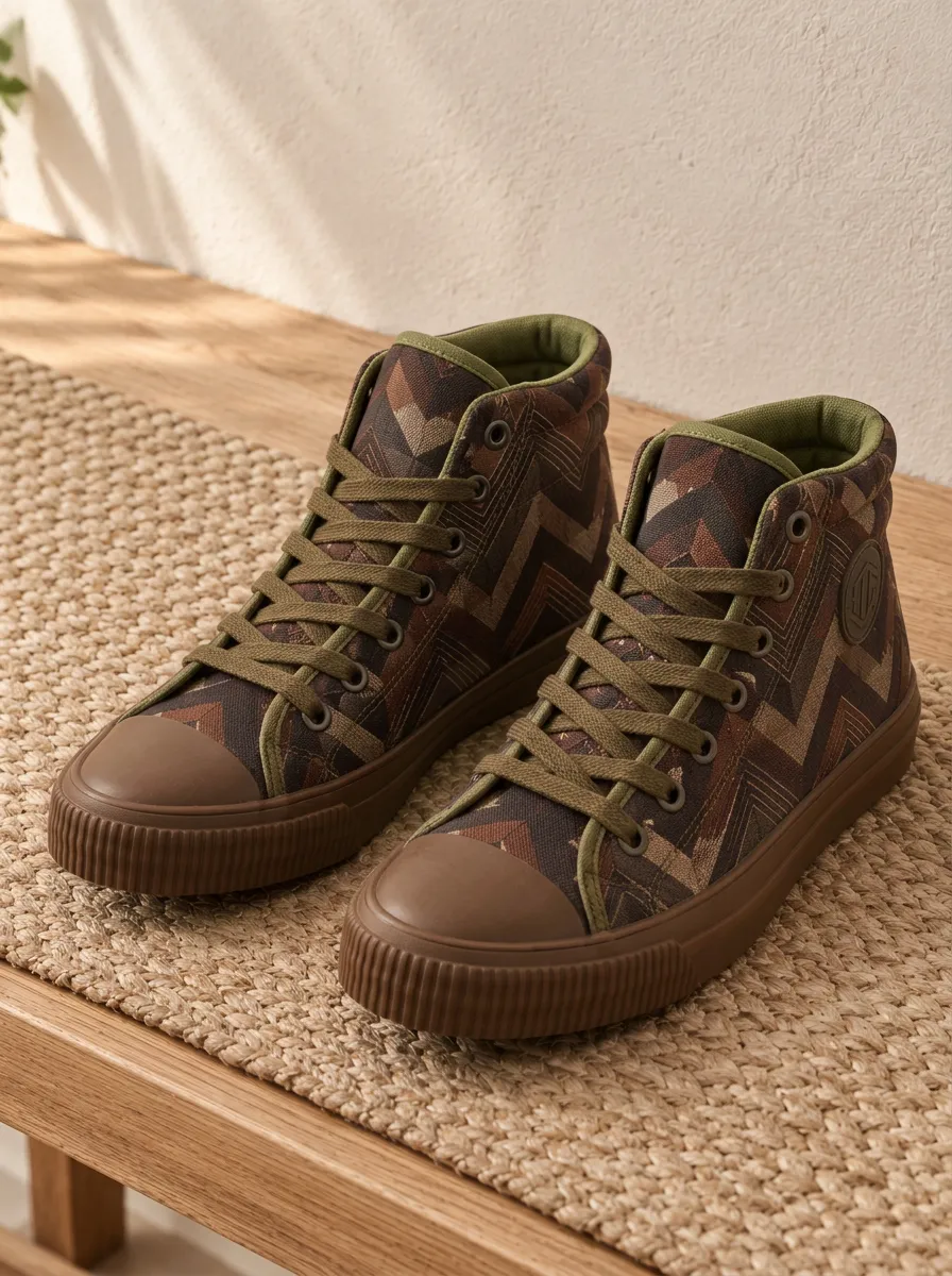 Men's Modern Geometric Chevron Pattern Patterned Canvas Shoes
