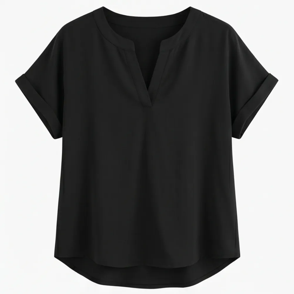 Soft Drape V Neck Blouse