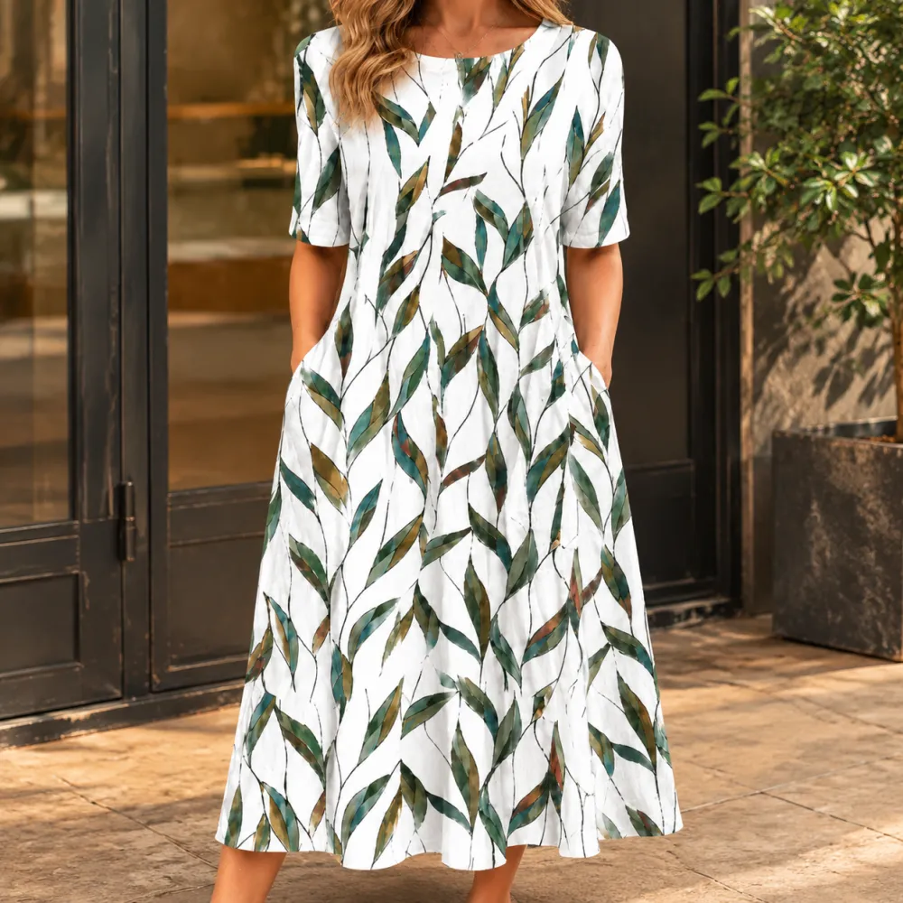 Botanical Printed Midi Dress