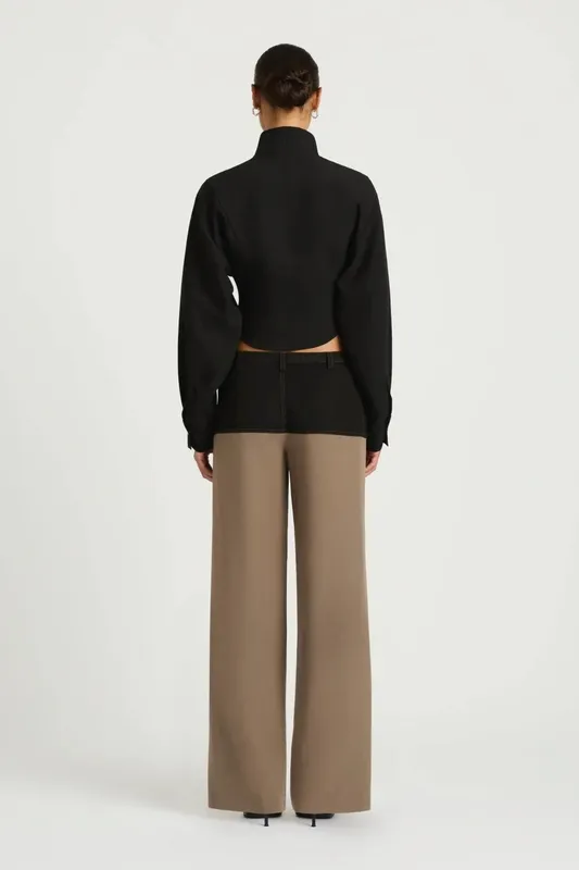 Black Funnel-Neck Shacket