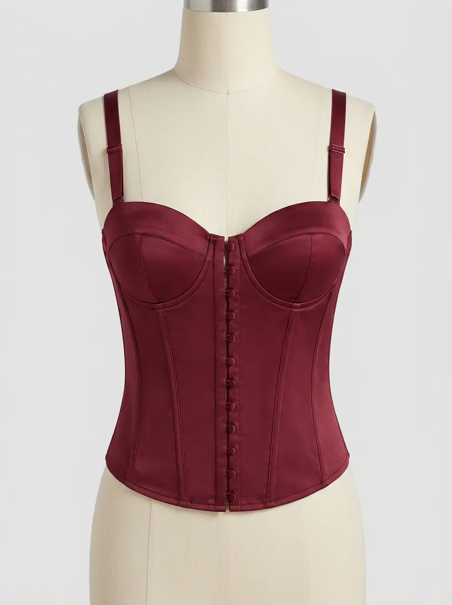 Satin-Style Button-Front Women's Corset Top