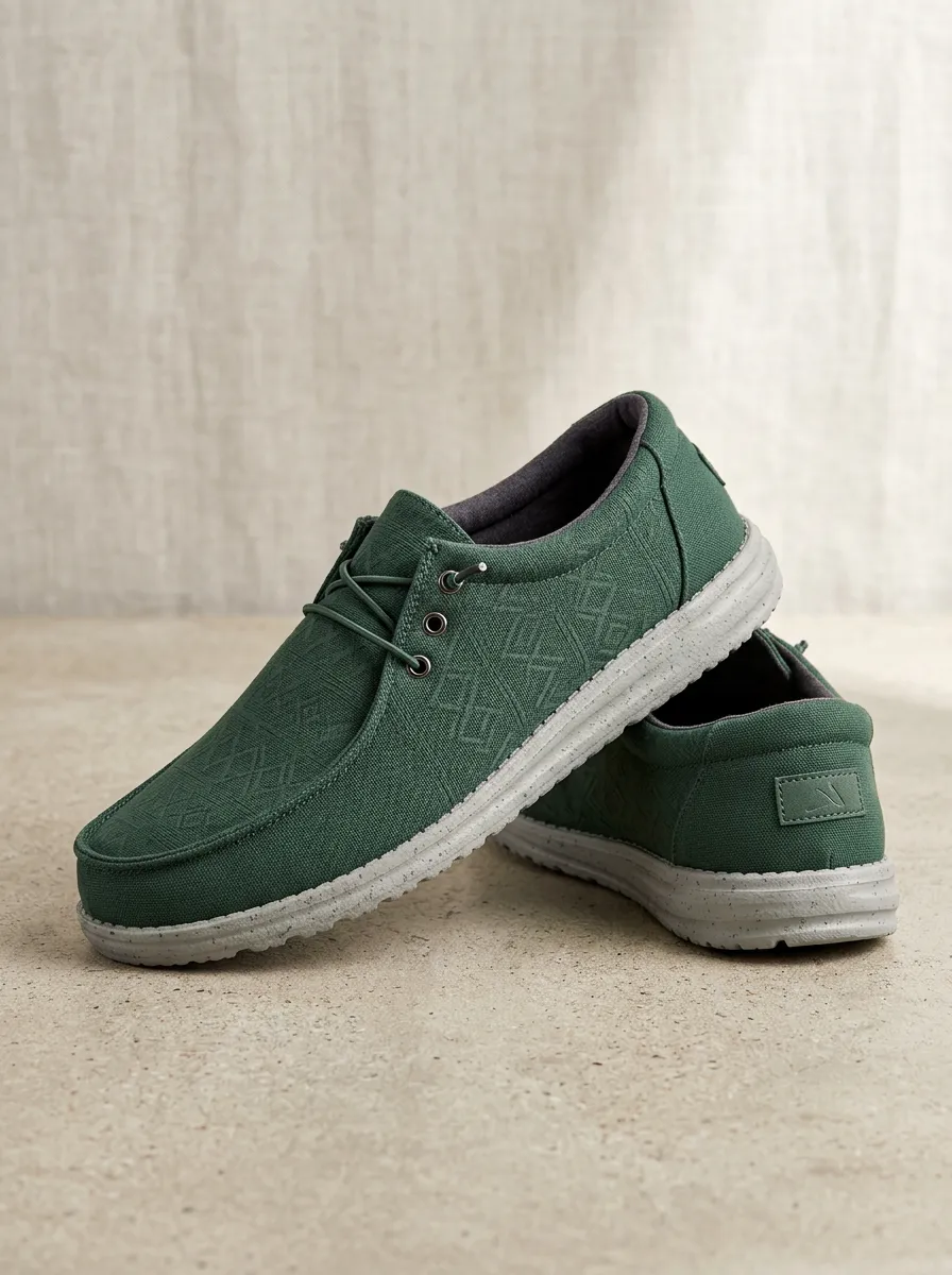 Signature Geometric Graphic Detail Men's Stretch Canvas Shoes