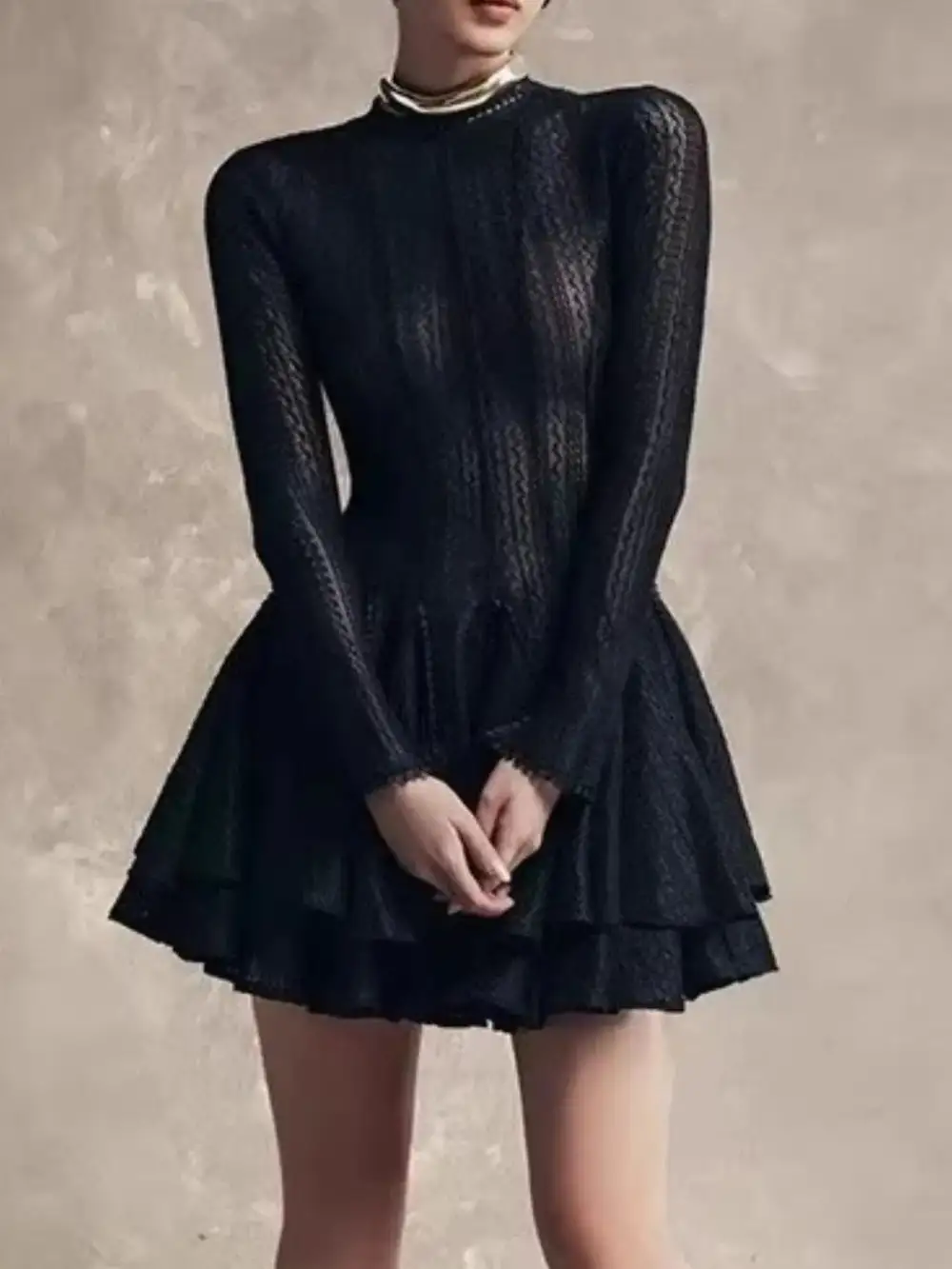 Comfort Fit Round Neck Long Sleeve Dress