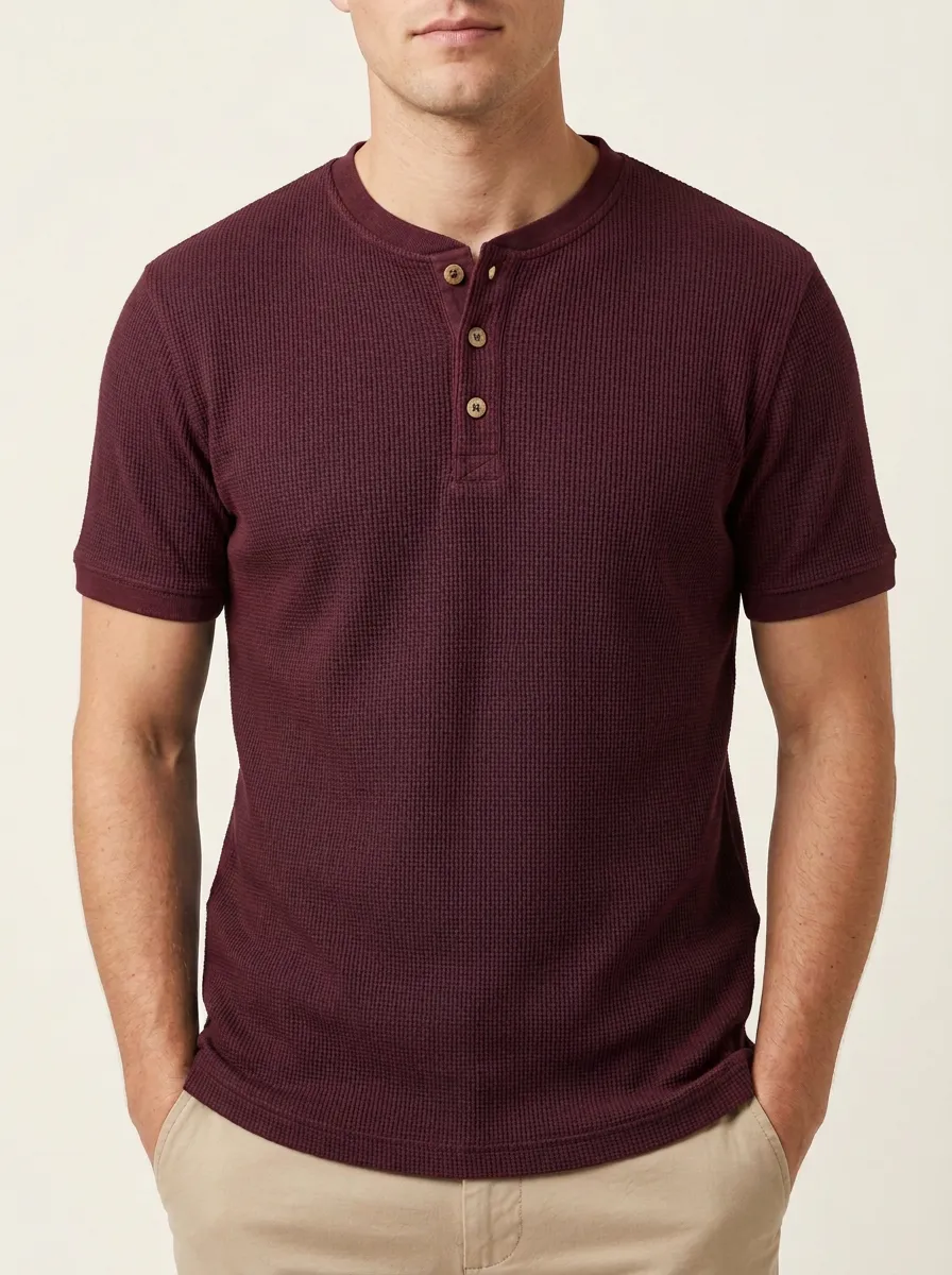 Refined Comfort Men's Short-Sleeve Henley Shirt
