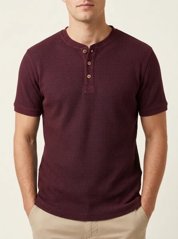 Refined Comfort Men's Short-Sleeve Henley Shirt